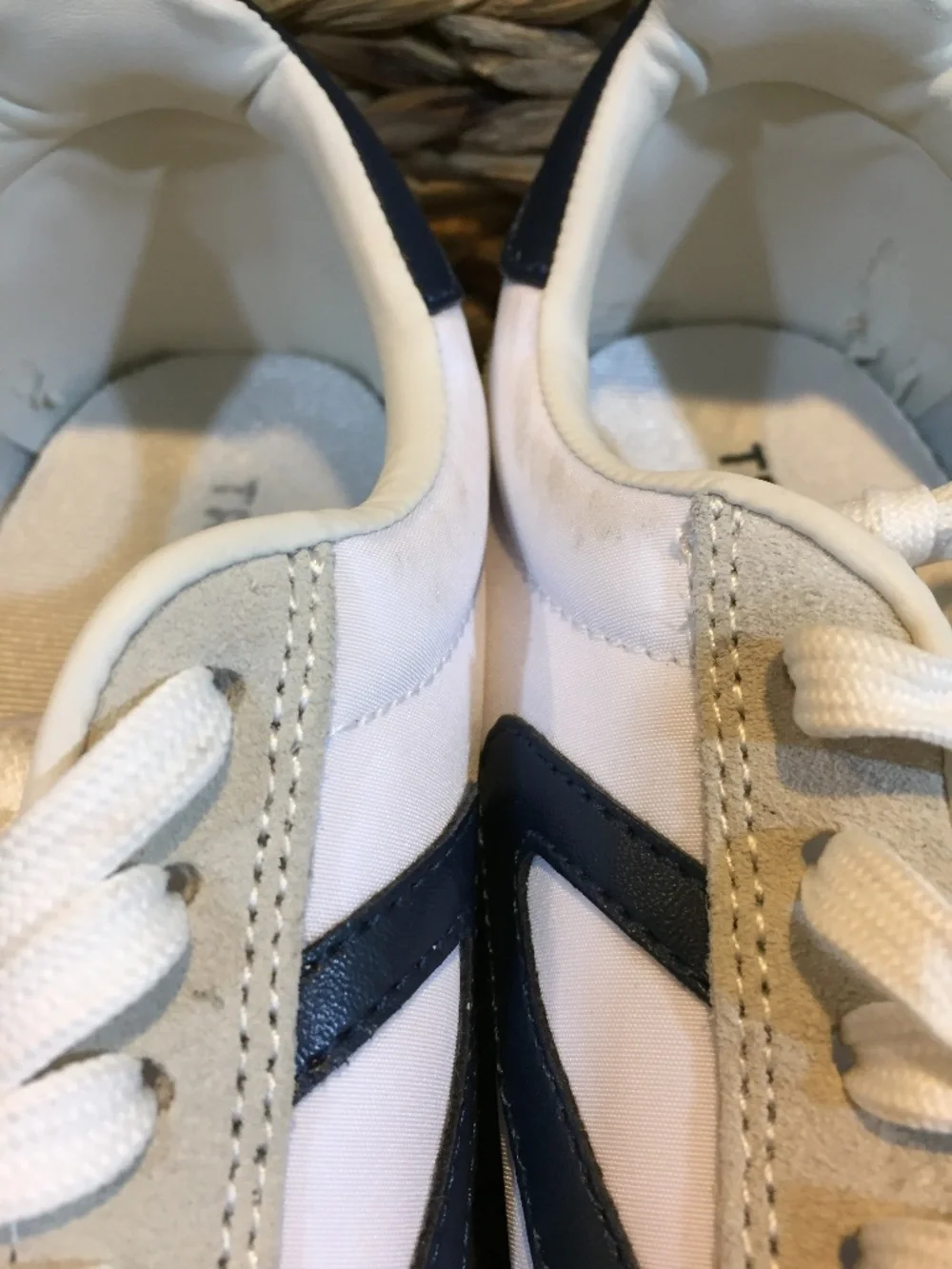 Classic Tretorn Women's Beige & White Sneakers with Navy Accent